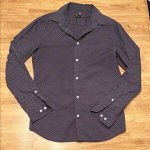 H&M Dark Blue Button Down Shirt with White Dots